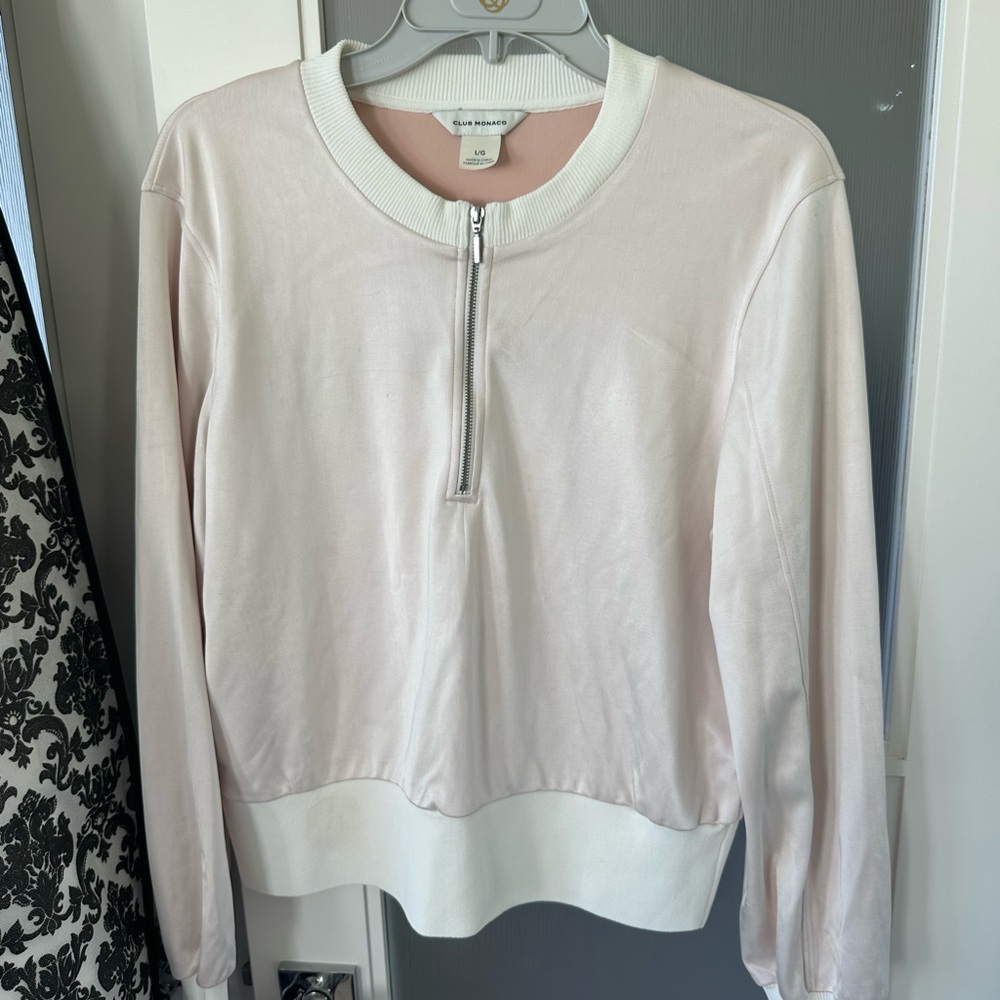 Club Monaco Cream Crew Neck Sweater